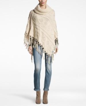 David & Young Diamond Knit Fringe Poncho