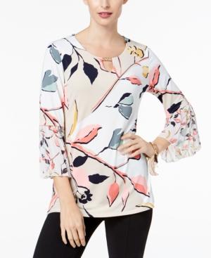 Jm Collection Chiffon-sleeve Keyhole Top, Created For Macy's