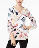 Jm Collection Chiffon-sleeve Keyhole Top, Created For Macy's