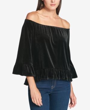 Tommy Hilfiger Velvet Off-the-shoulder Top, Created For Macy's