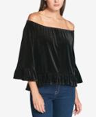 Tommy Hilfiger Velvet Off-the-shoulder Top, Created For Macy's