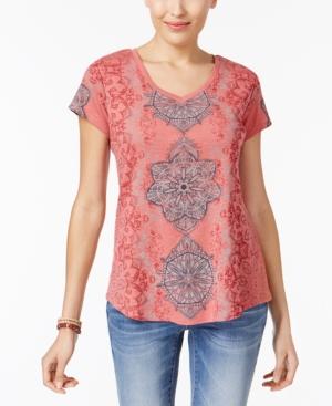 Style & Co Medallion-graphic Top, Only At Macy's