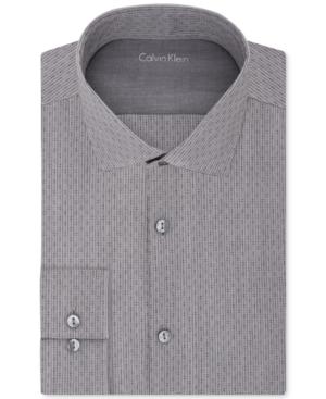 Calvin Klein Men's X Extra-slim Fit Grey Stripe Dress Shirt