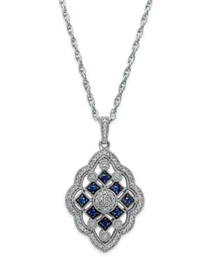 Sapphire (1/4 Ct. T.w.) And Diamond (1/7 Ct. T.w.) Pendant Necklace In Sterling Silver