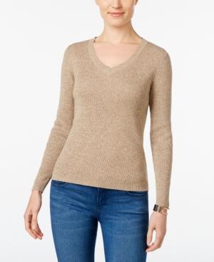Karen Scott Petite Marled Ribbed Sweater, Only At Macy's