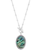 Lucky Brand Silver-tone Blue & Green Stone Reversible Pendant Necklace