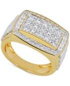 Diamond Two-tone Men's Cluster Ring (2 Ct. T.w.) In 10k Gold & White Gold