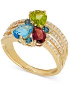 Multi-gemstone (2 Ct. T.w.) And Diamond (1/4 Ct. T.w.) Ring In 14k Gold