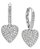 Danori Silver-tone Pave Heart Drop Earrings, Only At Macy's