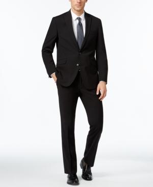 Kenneth Cole Reaction Men's Slim-fit Black Tonal-stripe Suit