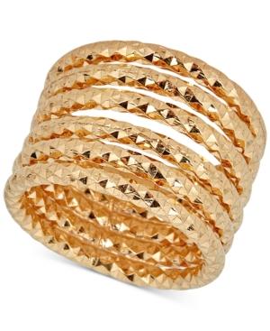 Textured Multi-band Ring In 14k Gold-plated Sterling Silver