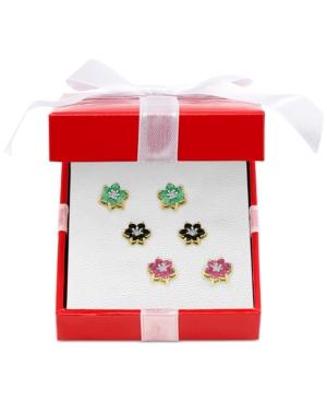 Victoria Townsend Diamond Accented Trio Set Of Ruby, Emerald And Sapphire Stud Earrings (4-1/10 Ct. T.w.) In 18k Gold-plated Sterling Silver