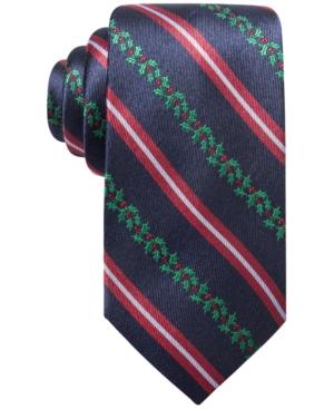 Club Room Men's Holiday Stripe Silk Tie, Created For Macy's
