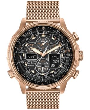 Citizen Men's Eco-drive Rose Gold-tone Ion Plated Stainless Steel Bracelet Watch 48mm Jy8033-51e