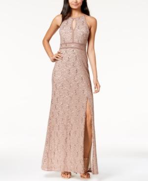 Morgan & Company Juniors' Sequined Glitter Lace Gown
