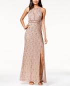 Morgan & Company Juniors' Sequined Glitter Lace Gown