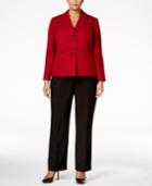 Le Suit Plus Size Contrast Tweed Two-button Pantsuit