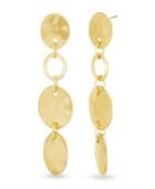 Catherine Malandrino Women's Hammered Disc Link Yellow Gold-tone Drop Earrings