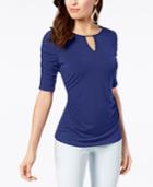 Thalia Sodi Ruched Elbow-sleeve Top, Created For Macy's