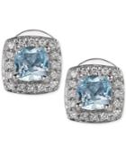 Le Vian Aquamarine (3/8 Ct. T.w.) And Diamond (1/10 Ct. T.w.) Stud Earrings In 14k White Gold