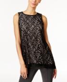 Alfani Petite Lace High-low Swing Top, Only At Macy's