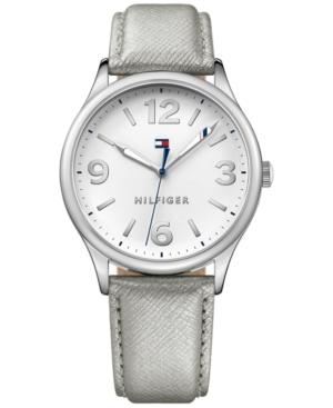 Tommy Hilfiger Women's Metallic Silver Leather Strap Watch 38mm 1781592