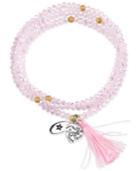 Unwritten Love Amore Pink Beaded Wrap Tassel Bracelet With Silver-plated Brass Accents