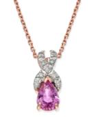 Pink Sapphire (7/8 Ct. T.w.) & Diamond (1/10 Ct. T.w.) 18 Pendant Necklace In 14k Rose Gold