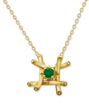 Kesi Jewels Green Agate (1/4 Ct. T.w.) & Diamond And White Topaz Accent Pendant Necklace In 18k Gold-plated Sterling Silver, 16