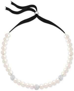 Swarovski Imitation Pearl And Pave Crystal Black Ribbon Headband
