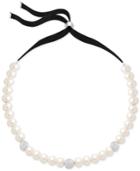 Swarovski Imitation Pearl And Pave Crystal Black Ribbon Headband