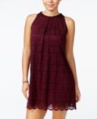 Speechless Juniors' Scalloped Lace Shift Dress
