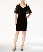 Msk Cold-shoulder Chiffon-overlay Sheath Dress