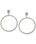 Carolee Silver-tone Pave Gypsy Hoop Earrings