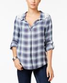 Style & Co Crochet-trim Plaid Shirt, Created For Macy's