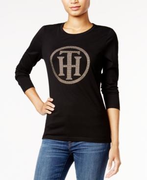 Tommy Hilfiger Embellished Graphic Top, Only At Macy's
