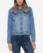 Tommy Hilfiger Faux-fur-collar Denim Jacket, Created For Macy's