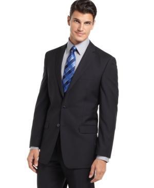 Calvin Klein Jacket Navy Stripe 100% Wool Slim Fit