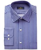 Club Room Estate Men's Classic-fit Wrinkle-resistant Purple Stripe Dress Shirt, Only At Macy's