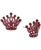 Betsey Johnson Pink-tone Pave Crown Stud Earrings