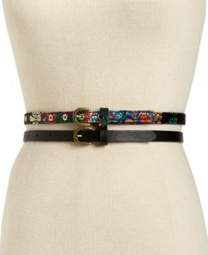 Inc International Concepts Embroidered & Solid 2-for-1 Belts, Created For Macy's
