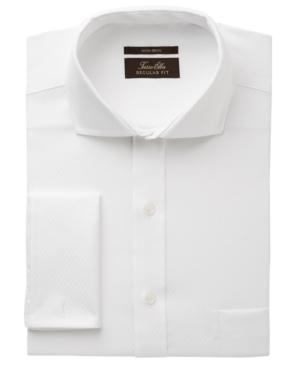 Tasso Elba Men's Classic/regular Fit Non-iron White Tonal Double Diamond French Cuff Dress Shirt, Created For Macy's