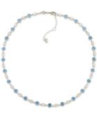 Carolee Silver-tone Clear & Blue Crystal Collar Necklace