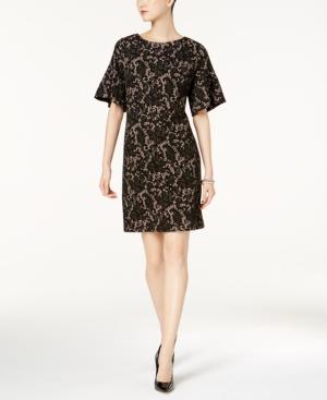 Ivanka Trump Bell-sleeve Lace-print Dress