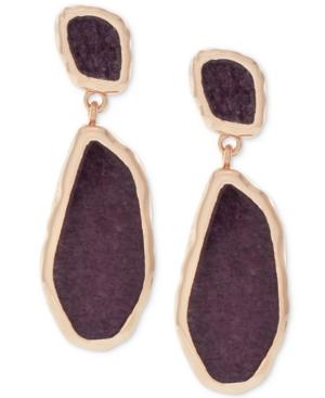 Vince Camuto Rose Gold-tone Purple Stone Drop Earrings