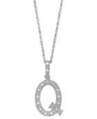 14k White Gold Necklace, Diamond Accent Letter Q