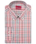 Alfani Red Fitted Fireglow Multi-check Performance Stretch Easy Care Dress Shirt