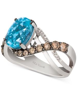 Le Vian Sky Blue Topaz (2-9/10 Ct. T.w.) & Diamond (2/3 Ct. T.w.) Swirl Ring In 14k White Gold
