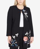 Tahari Asl Plus Size Embroidered Topper Jacket