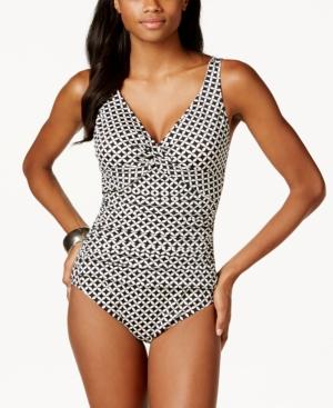 Swim Solutions Ruched Iconic-print One-piece Swimsuit Women's Swimsuit